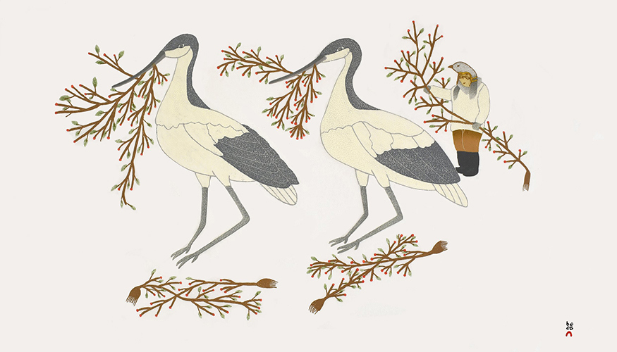 2. Qavavau Manumie, Collecting Berries (2022) Stonecut and Stencil Print .jpg